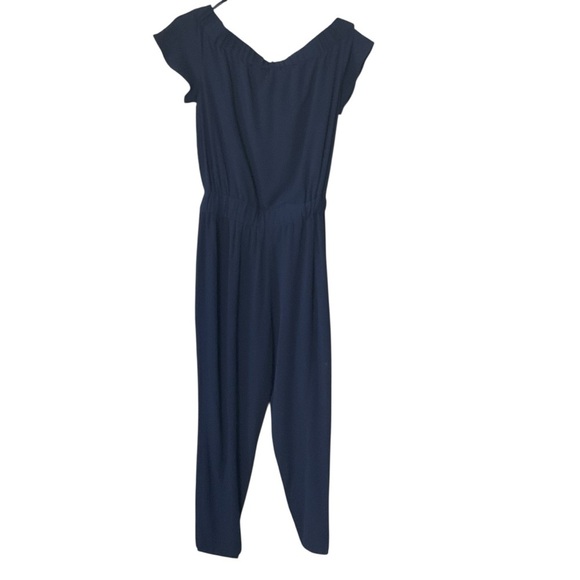 MICHAEL Michael Kors Blue Off-Shoulder Jumpsuit with Flutter Sleeves - Picture 6 of 11
